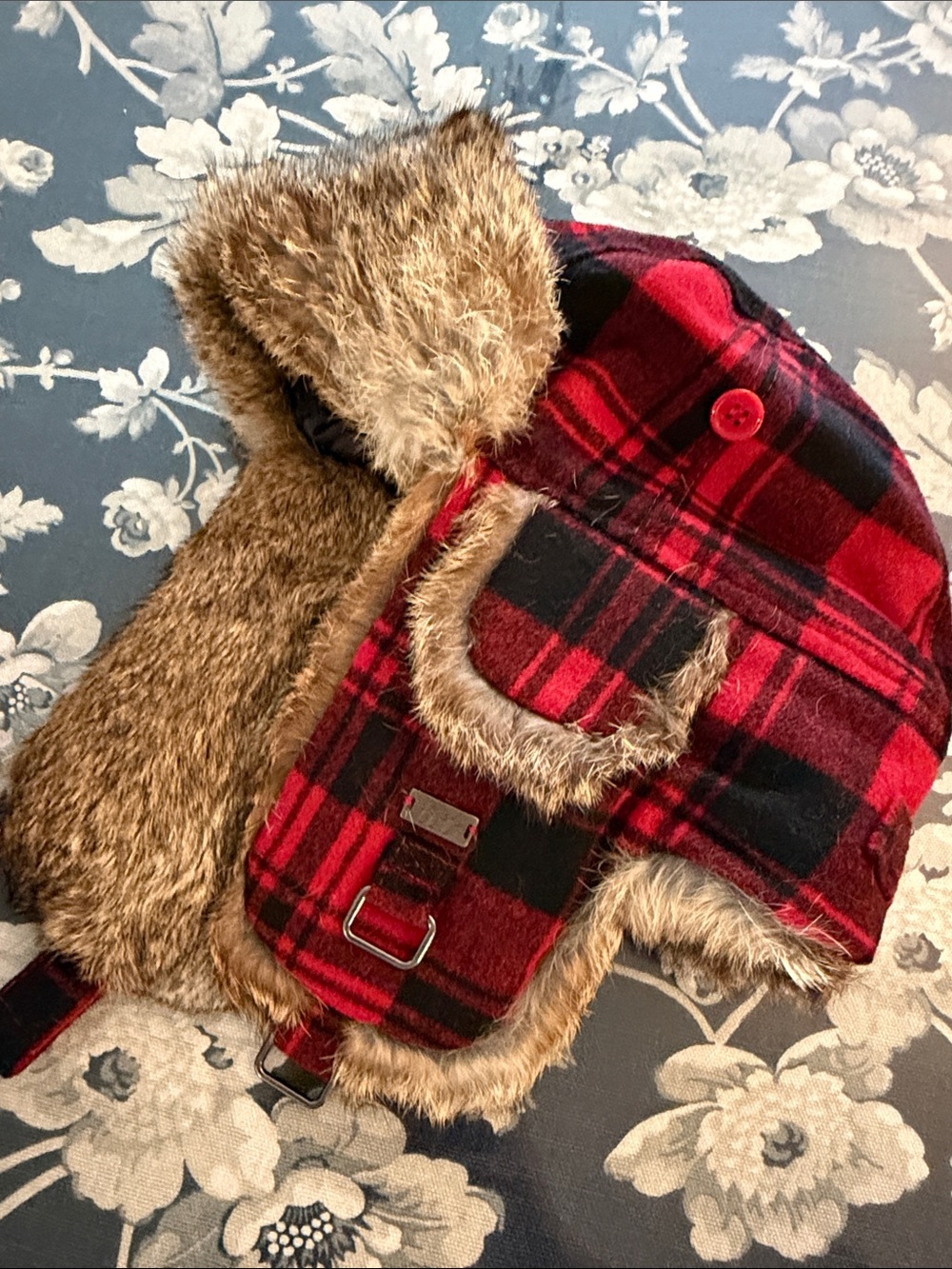 Red Plaid Faux Fur Trapper Hat - Kids Accessories